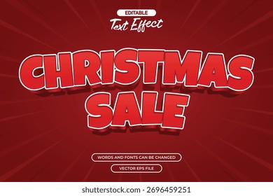 Efecto de texto editable de venta de Navidades con texto rojo	