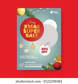 Christmas sale editable vertical print flyer or poster template, Christmas sale leaflet brochure cover design
merry Christmas party invitation greeting card background with 3d Christmas background