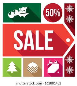 christmas sale flat icons