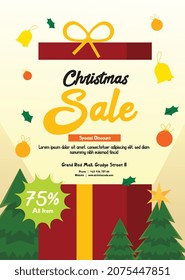 Christmas sale flyer. Santa vector illustration banner design