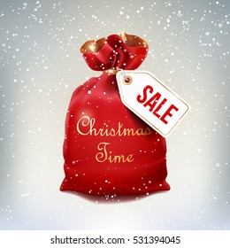 Christmas Sale, full red bag with sale label