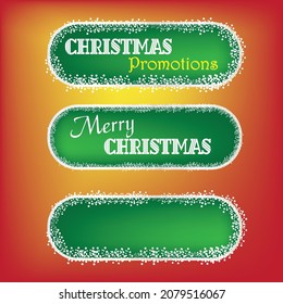 Christmas sale – Green and snow promotion shape – editable vector – easy to use