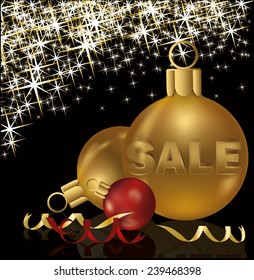 Christmas sale greeting card, vector illustration