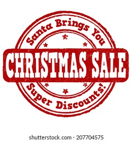 Christmas sale grunge rubber stamp on white, vector illustration