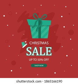 Christmas sale holiday social media poster design vector style