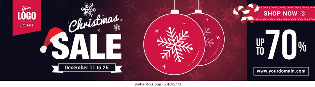 Christmas sale horizontal advertising banner