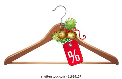 christmas sale icon - hanger with gift tag