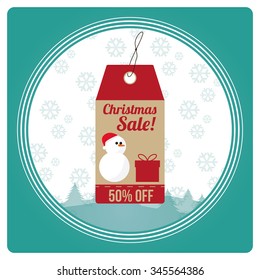 christmas sale illustration over white and green background