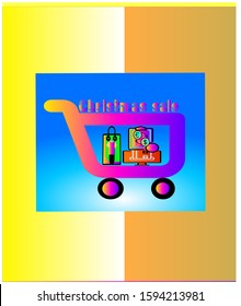 Christmas Sale Illustration.
shopping cart. Bag and List Item Symbol