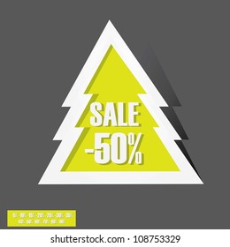 christmas sale image. vector sale banner. vector speech bubble. vector christmas tree.