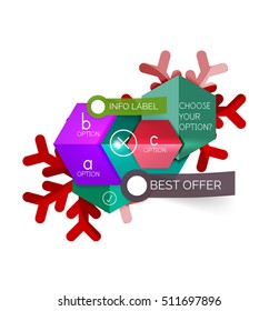 Christmas sale info banner, holiday greeting card or promo brochure elements