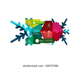 Christmas sale info banner, holiday greeting card or promo brochure elements