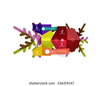 Christmas sale info banner, holiday greeting card or promo brochure elements