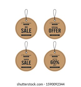 Christmas Sale kraft paper tags, Vector