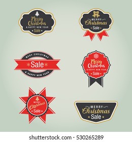 Christmas Sale label  collection. vector illustration