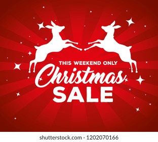 christmas sale label with reindeer