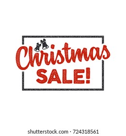 Christmas sale lettering and typography elements. Holiday Online shopping type quote. Stock vector illustration isolated on white background. Color design.