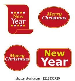 Christmas Sale and New Year, red realistic paper ribbon, banner isolated on white background.