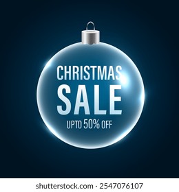 Christmas Sale Offer Ball Background and Sale Hanging for Christmas sale concept. Sale Christmas collection. Holiday offer banner vector design.
