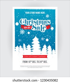 Christmas Sale, Offer Poster Design Layout Template with 50% Discount Tag