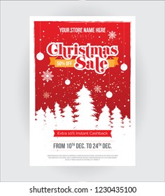 Christmas Sale, Offer Poster Design Background Template with 50% Discount Tag