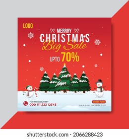 Christmas Sale Offer Social Media Banner Post Design Template