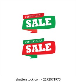 Christmas sale offer tag two different ways red green and white vector template