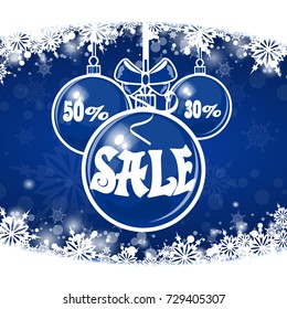 Christmas sale on a blue background. merry Christmas. Stock vector.