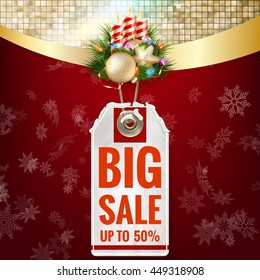 Christmas sale on gold background. EPS 10 vector file included