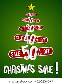 Christmas Sale on green background vector illustration