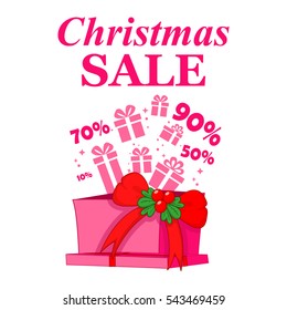 Christmas sale on a pink background. Vector banner