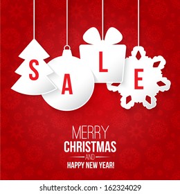 Christmas sale on red background vector illustration