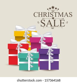 Christmas sale  over  beige background vector illustration