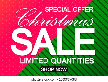 Christmas Sale, poster design template, special offer, Xmas discount, vector illustration