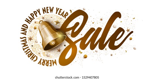 Christmas sale poster design template.  Vector illustration. Elements are layered separately in vector file.