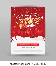 Christmas Sale Poster Design Template with 50% Discount Tag - A4 Size Christmas Sale Poster Design Layout Template