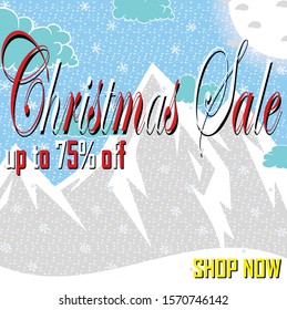 Christmas sale poster or flyer design.up to 75 % off.editable text