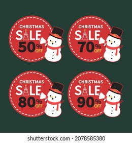Christmas sale poster. Christmas and New Year Sale Gift Voucher, Discount Coupon Template Vector Illustration.