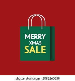Christmas sale poster. Christmas and New Year Sale Gift Voucher, Discount Coupon Template Vector Illustration. Paper bag vector. shopping bag icon vector.
