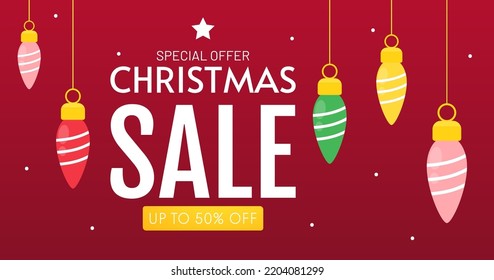 Christmas sale poster. Christmas and New Year Sale Gift Voucher, Discount Coupon Template Vector Illustration.