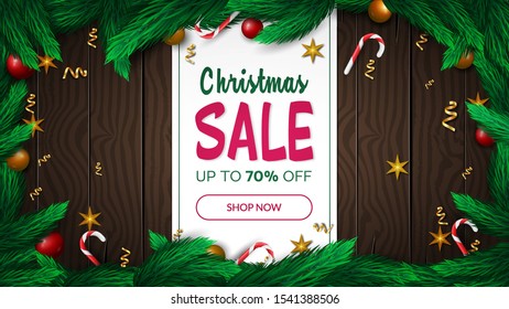Christmas sale poster on the blackboard background. Vector illustration template