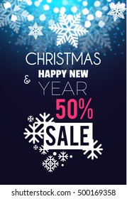 Christmas Sale Poster. Season Discount Design Template. Vector illustration