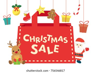 Christmas sale poster with shipping bag