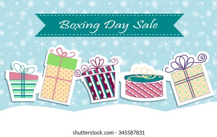 Christmas sale poster sign design. Vector illustration Boxing day