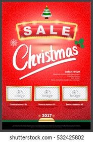 Christmas Sale Poster template. Vector illustration.