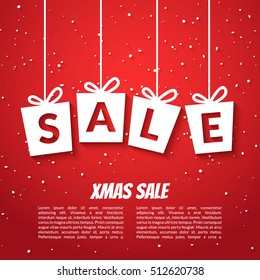 Christmas sale poster template. Xmas sale background. Winter holiday discount offer clearance blue template