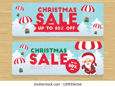 christmas sale promotion banner set vector