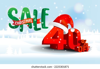 Christmas sale promotion template for 40% off. Christmas creative for digital and print media promotion.