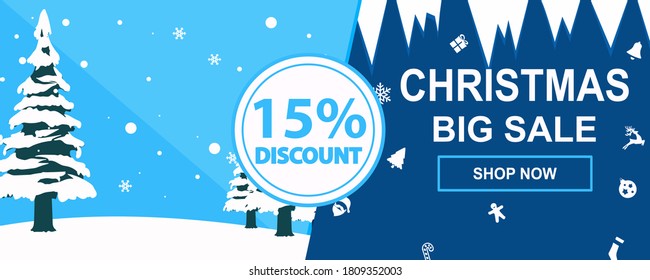 Christmas sale promotional banner with gifts and colorful christmas elements