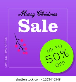 Christmas sale. Purple christmas banner design. Happy new year eve poster. Christmas cards, headers website. Newsletter designs, ads, coupons, social media banners. 